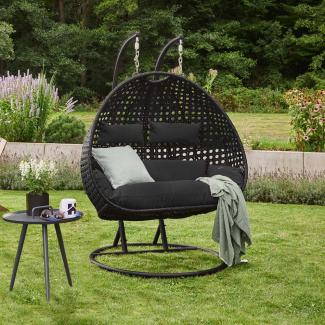 HOME DELUXE Polyrattan Hängesessel TWIN - Schwarz für 2 Personen