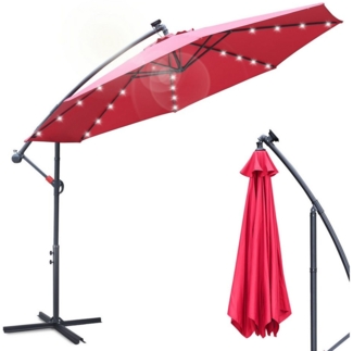 Clanmacy Sonnenschirm Sonnenschirm 300/350cm Terrassen Balkonschirm Gartenschirm LED Solar, Aluminium/Polyester