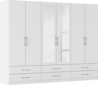 Drehtürenschrank Hannover / Hersbruck, Holzwerkstoff, Weiß, Verspiegelt, 271 x 210 x 54 cm