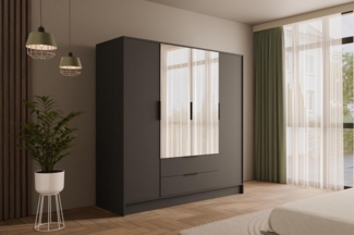 ALTDECOR Drehtürenschrank KOLIN (Kleiderschrank Garderobenschrank mit viel Stauraum, Moderner Schrank) Vielseitiger Drehtürenschrank mit Spiegeltüren Spiegel Flügeltüren