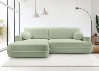AX LIVING Ecksofa mit Schlaffunktion Peoni 267 cm salbeigrüner Stil L