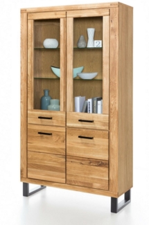 ELFO Standvitrine Vitrine Tina in Wildeiche geölt Teilmassiv Breite 110cm Maße: ca. B 110 x H 200 x T 40 cm