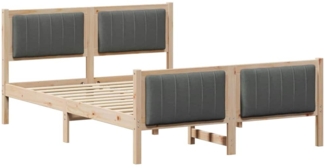 vidaXL Bettgestell Braun und Dunkelgrau 135 x 190 cm Massivholz Kiefer 878480