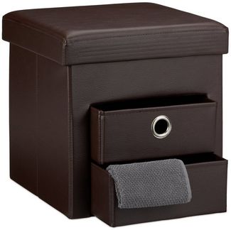 Sitzhocker aus Kunstleder mit 2 Fächern