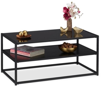 Schwarzer Couchtisch mit Glasplatte