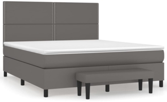 vidaXL Boxspringbett mit Matratze Grau 180x200 cm Kunstleder 3137621