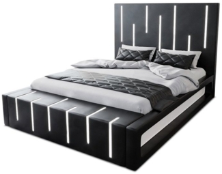 Sofa Dreams Boxspringbett Milona (6 Teile), Kunstleder Bett, Matratze, Topper, LED-Beleuchtung, versch. Liegemaße