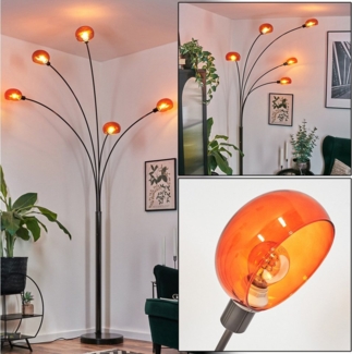 hofstein Stehlampe Stehlampe aus Metall in Schwarz/Chrom/Orange im Retro/Vintage-Design, verstellbare Stehleuchte mit Marmorfuß und Schalter am Gehäuse, E14
