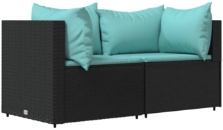vidaXL Garten-Ecksofas mit Kissen 2 Stk. Schwarz Poly Rattan 319794