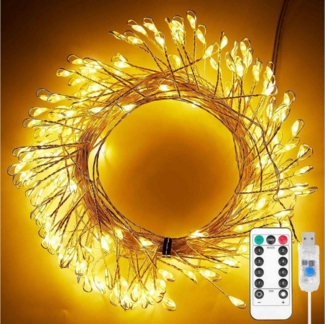 Rosnek LED-Lichterkette 3M/6M, dimmbar, wasserdicht, für Weihnachten Hochzeit Party, Fernbedienung, USB, Timer, Garten Fest Deko