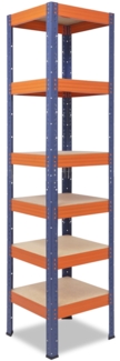 shelfplaza PRO 180 x 50 x 50 cm Schwerlastregal in blau-orange mit 6 Böden und 166 kg Traglast pro Boden