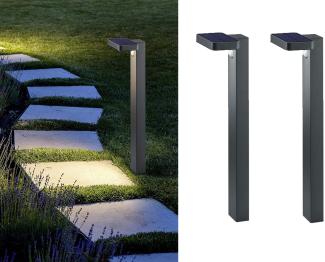 Reality Leuchten LED Solarleuchte, Bewegungsmelder, LED fest integriert, Warmweiß, 2er-Set Solar-licht Wegeleuchten mit Bewegungsmelder Garten beleuchten