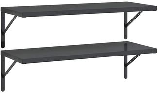 2er-Set Wandregale, Hängeregale 100x40 cm Schwarz Edelstahl de6480