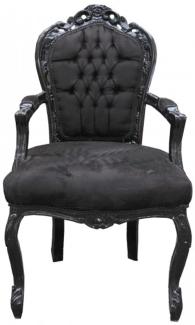 Casa Padrino Barock Esszimmer Stuhl Schwarz/Schwarz mit Armlehnen