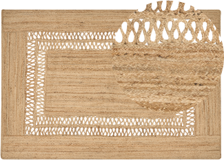 Teppich Jute beige 160 x 230 cm geometrisches Muster Kurzflor YENIKOY