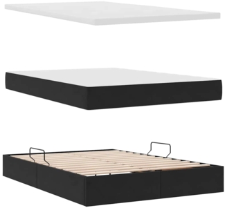 vidaXL Bett mit LED-Lichtleisten Schwarz 140 x 200 cm Samt 3371399