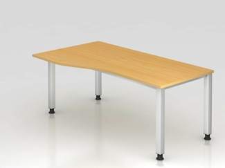 Schreibtisch QS18 4Fuß eckig 180x100 / 80cm Grau Gestellfarbe: Silber