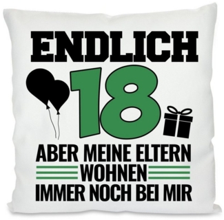 Herzbotschaft Dekokissen Kissen mit einseitigem Motiv Endlich 18, KIssenhülle mit Füllung