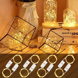 ZMH LED-Lichterkette, 8er-Pack, warmweiß, Kupferdraht, 2 m, mit batteriebetriebener Lichterkette