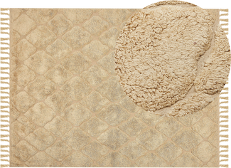 Teppich Baumwolle sandbeige 160 x 230 cm geometrisches Muster Kurzflor SANLIURFA