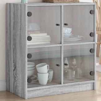 vidaXL Beistellschrank mit Glastüren Grau Sonoma 68x37x75,5 cm 836383