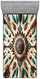 Abakuhaus Spannbettlaken Soft Dekorativer Stoff Bettwäsche Rund-um Elastischer Gummizug, Rustikal Federn und Pfeile Volkskunst