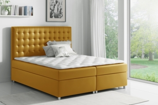 99rooms Fortuna Boxspringbett Velours 180x200 cm Gelb