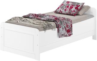 Weißes Seniorenbett extra hoch 90x200 Kiefer massiv Zubehör wählbar V-60.42W-09ohne Zubehör