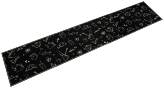 vidaXL Küchenteppich Waschbar Morgen Schwarz 60x300 cm Samt 4005586