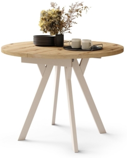 designimpex Esstisch Design Esstisch Aldo ausziehbar 90 cm bis 145 cm rund Esszimmer Tisch, Esstisch, Esszimmertisch, Tisch, Ausziehtisch, Küchentisch, Esszimmer