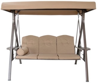 Sanotechnik Hollywoodschaukel beige, Polyester, Robustes Stahlrohr, 200x124x170 cm