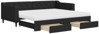 vidaXL Tagesbett Ausziehbar mit Schubladen Schwarz 90x200 cm Stoff 3197482