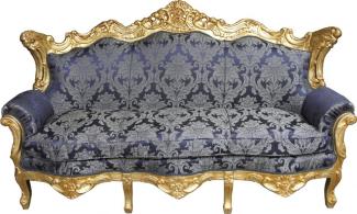 Casa Padrino Barock Sofa Master Royal Blau Muster / Gold - Wohnzimmer Couch Möbel Lounge