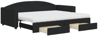 vidaXL Tagesbett Ausziehbar mit Schubladen Schwarz 90x200 cm Stoff 3197244