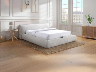 Vente-unique - Bettkasten 160 x 200 cm - Stoff - Beige - MIRSIO