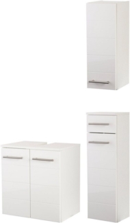 welltime Badmöbel-Set Porto, (3-St), in 3 Farbvarianten, hochglanz Fronten
