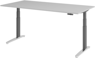 bümö elektrisch höhenverstellbarer Schreibtisch 200x100 cm mit Memory-Steuerung - Design Schreibtisch höhenverstellbar elektrisch, elektrischer Schreibtisch grau, Gestell graphit/alu, XBHM2E-5-GC