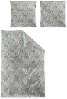 Irisette Easy Soft-Seersucker Bettwäsche 155x220 Blüten Gräser salbei 8606-30