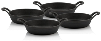 BBQ-Toro Servierpfanne Gusseisen Servierpfännchen Set, 4 Stück, Ø 20 cm, rund, Gusspfanne, Gusseisen
