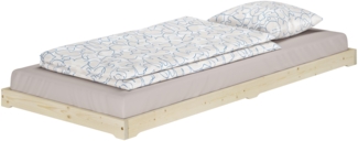 Einzelbett Niedrigbett unbehandeltes Holz 90x200 Fichte Tanne V-60.47N-09ohne Zubehör