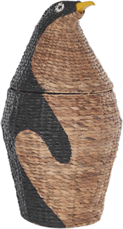 Aufbewahrungskorb mit Deckel Wasserhyazinthe naturfarben Pinguinform 68 cm HADZABE