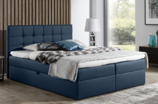 99rooms Stefan Boxspringbett Velours ROYAL VELVET Dunkelblau 120x200 cm