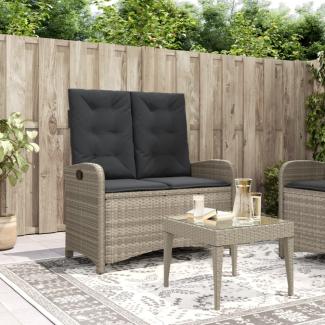 vidaXL Gartenbank Verstellbar mit Kissen Hellgrau Poly Rattan 368221