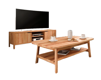 Couchtisch Swig aus Kernbuche massiv geölt 70x110 cm mit Holzbeinen