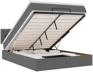 vidaXL Ottomane Bett mit Matratze & LEDs Dunkelgrau 140x200 cm Stoff 3312396