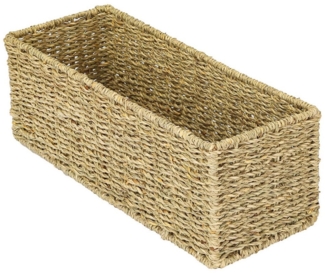 HMF Aufbewahrungskorb Nachhaltiger Aufbewahrungskorb Badezimmer, Korb geflochten aus Seegras, 38 x 15 x 14 cm
