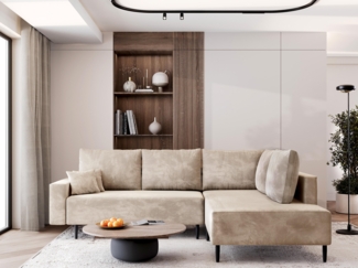 AX LIVING Kalkan Funktionales Ecksofa mit Stauraum Couch L Beige 257 R