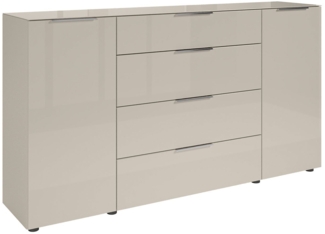 Kommode Saverne 4 / Santorin , Glas, Holzwerkstoff , Beige , 180 x 99 x 40 cm