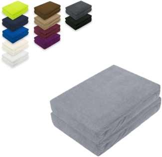 Doppelpack Frottee Spannbettlaken 90 - 100 x 200 cm Grau