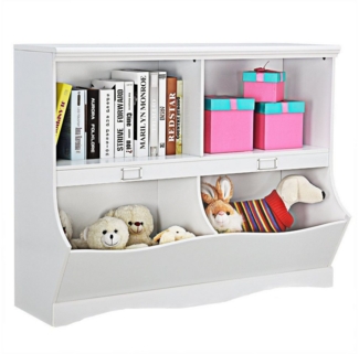 COSTWAY Bücherregal, Kinder, mit 4 Fächern, Holz, weiß, 104,5x39,5x83,5cm